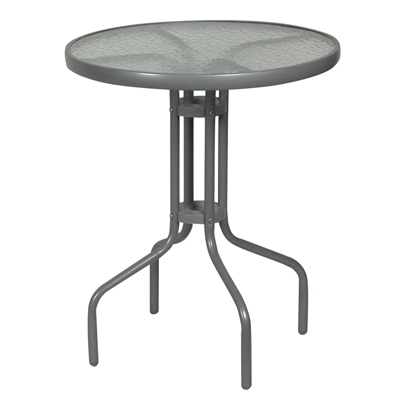 Metal garden table in antracite color with tempered glass Ø60x72cm