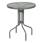 Metal garden table in antracite color with tempered glass Ø60x72cm
