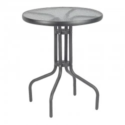 Metal garden table in anthracite with safety glass Ø70x72cm
