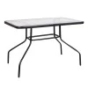 Metal garden table with tempered glass in black color 100x65x70cm