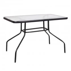 Metal garden table with tempered glass in black color 100x65x70cm Metal garden table with tempered glass in black color 100x65x70cm
