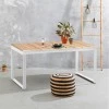 Poseidon Megapap garden table metal - solid wood in white - natural color 150x82x75cm.