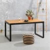 Poseidon Megapap garden table metal - solid wood in black - walnut color 150x82x75cm.