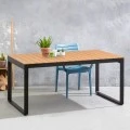 Poseidon Megapap garden table metal - solid wood in black - walnut color 180x92x75cm.
