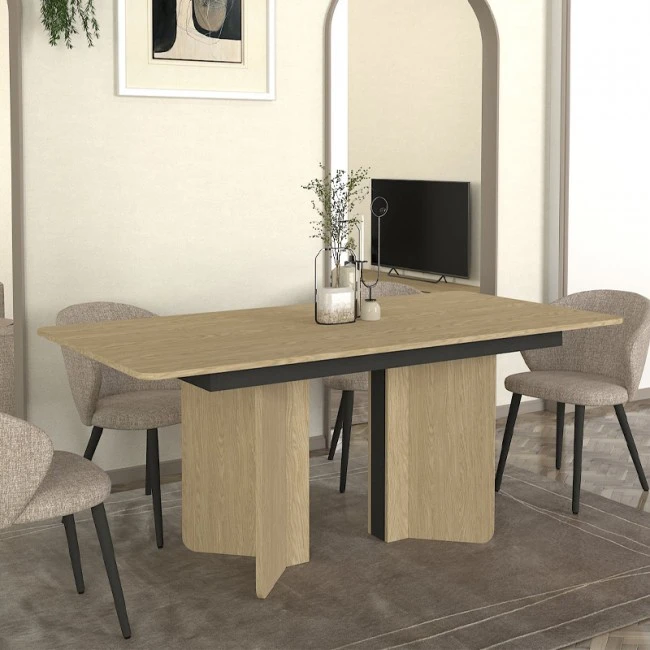 Lava Megapap melamine dining table in rota oak - anthracite color 180x90x76.8cm.