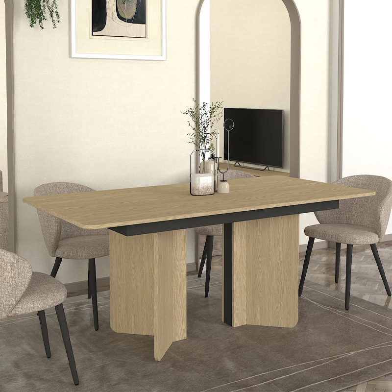 Lava Megapap melamine dining table in rota oak - anthracite color 180x90x76.8cm.
