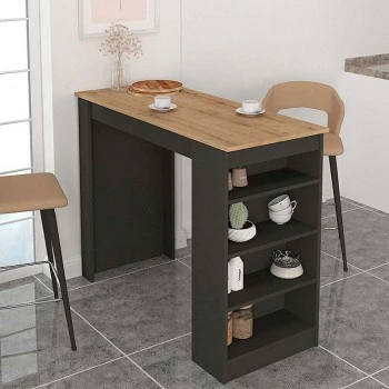 Monaco Megapap melamine bar table color anthracite - sapphire oak 120x51,6x101,8cm.