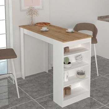 Monaco Megapap melamine bar table color white - sapphire oak 120x51.6x101.8cm.