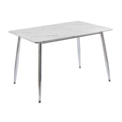 OSLO Dining Table 120x70cm Chromed/Sintered Stone White Marble
