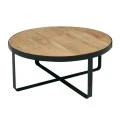 OVEN Coffee Table d.80x35 Acacia Natural Finish (Black Paint)