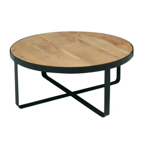 OVEN Coffee Table d.80x35 Acacia Natural Finish (Black Paint)