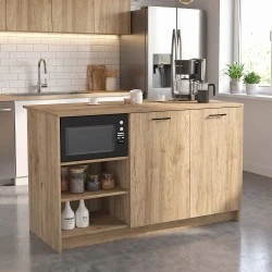 Peres Megapap melamine island kitchen cabinet in sepet oak color 150x70x91.8cm. Peres Megapap melamine island kitchen cabinet in sepet oak color 150x70x91.8cm.