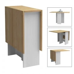 Pepe Megapap melamine table extendable color white - oak 28(56+56)x77x75cm.