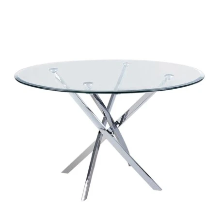 Posto table with chrome frame and glass surface 120x73cm.