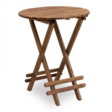 Queen Megapap foldable table by beech wood in walnut color Ø60x75cm.