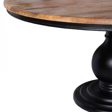 ΤΡΑΠΕΖΙ ΡΟΤΟΝΤΑ ΑΠΌ ΞΥΛΟ MANGO 152Χ152Χ78ΕΚ ΣΤΡΟΓΓΥΛΟ ΜΕ ΜΑΥΡΗ ΒΑΣΗ