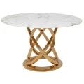 GOLD METAL TABLE ROTONTA WITH WHITE MARBLE SURFACE D130X75
