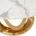 GOLD METAL TABLE ROTONTA WITH WHITE MARBLE SURFACE D130X75