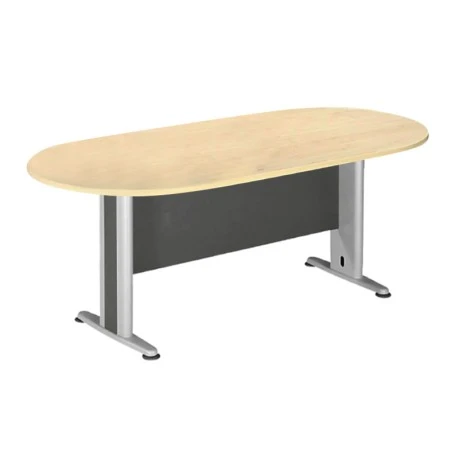 Conference oval table in beech / dark grey color 180x90x75cm.