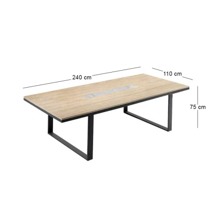 Progress conference table in elm / grey color 240x120x75cm.