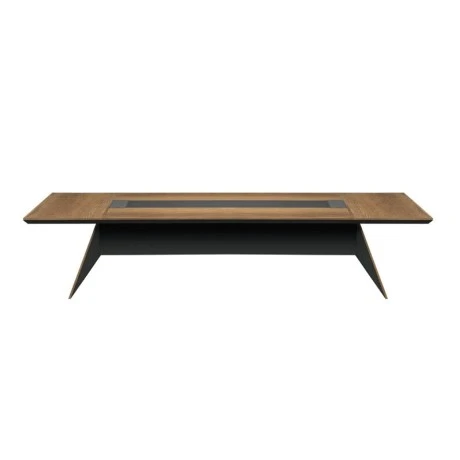 Proline conference table in oak walnut / black shade 240x130x75cm.