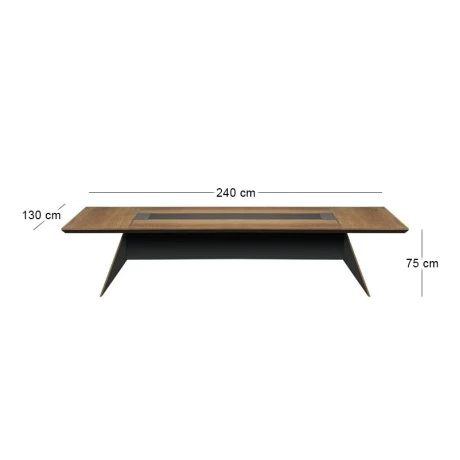 Proline conference table in oak walnut / black shade 240x130x75cm.