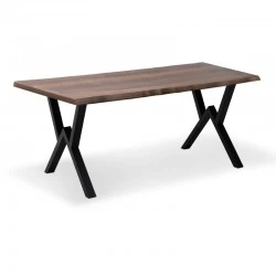 Walter Megapap Mdf/metallic table in walnut color 140x80x75cm. Walter Megapap Mdf/metallic table in walnut color 140x80x75cm.