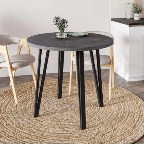 Xana Megapap melamine - metal dining table in retro grey color Ø90x77,5cm.