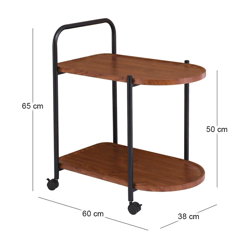 TROLLEY 60x38x65cm Walnut/Metal Black
