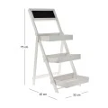 WHITE WOODEN STAND 32X40X73 CM WITH 3 TRAYS AND BLACKBOARD