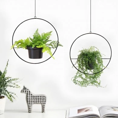 Metal hanging flower pot set in black color Φ30cm.
