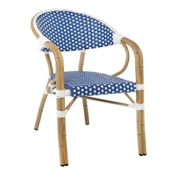 VEGERA Πολυθρόνα Dining Αλουμίνιο Φυσικό, Wicker Άσπρο - Μπλε, Στοιβαζόμενη VEGERA Πολυθρόνα Dining Αλουμίνιο Φυσικό, Wicker Άσπρο - Μπλε, Στοιβαζόμενη