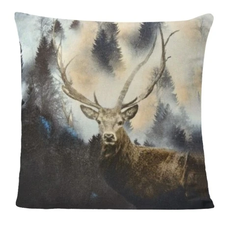 COTTON VELVET FILLED CUSHION 45X45CM DEER DESIGN