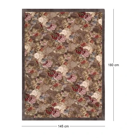 COTTON VELVET LINEN THROW 130X170CM FLOWERS DESIGN