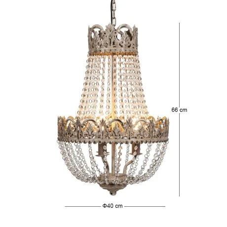 VINTAGE CHANDELIER WITH CRYSTALS 3 LIGHTS D40Χ66CM