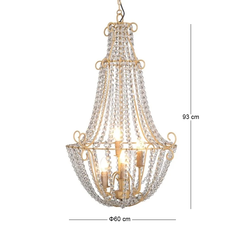 VINTAGE CHANDELIER WITH CRYSTALS 4 LIGHTS D40Χ66CM
