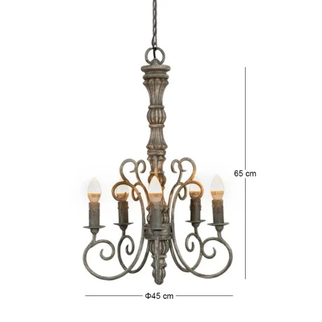 VINTAGE CHANDELIER WITH 5 LIGHTS D45Χ65CM