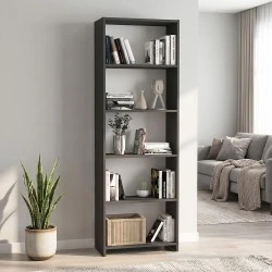 Βιβλιοθήκη Alantos Megapap χρώμα ανθρακί 60x29,6x180εκ.