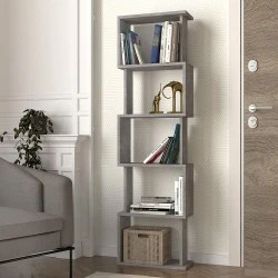 Βιβλιοθήκη Alvina Megapap χρώμα γκρι σκυροδέματος 45x19,6x158,8εκ.