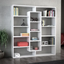 Ample Megapap melamine bookcase in white color 125x22x135,7cm.