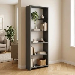 Βιβλιοθήκη Anfisa Megapap χρώμα ανθρακί 58x22x170εκ.