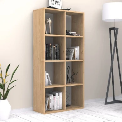 Anser Megapap melamine bookcase in oak color 69.8x29x142cm.