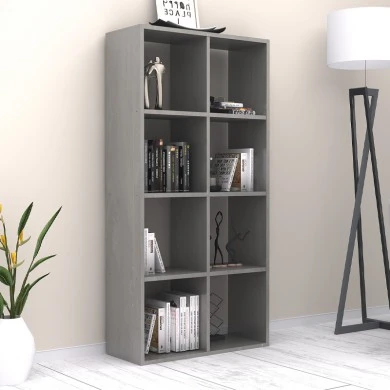 Anser Megapap melamine bookcase in concrete grey color 69.8x29x142cm.