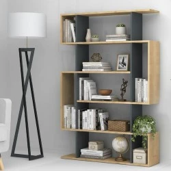 Clint Megapap melamine bookcase in sonoma - anthracite color 108,5x25,5x161cm.