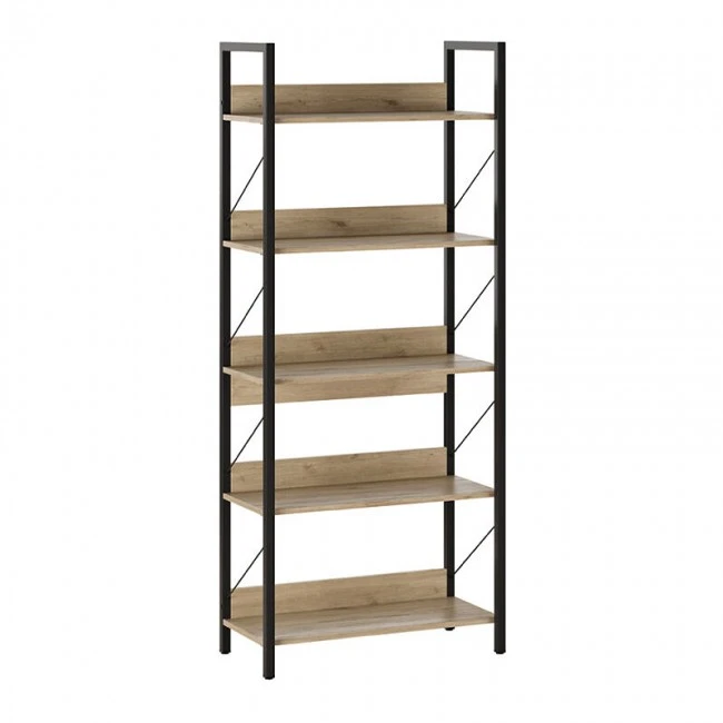 Connect Megapap metal - melamine bookcase in florida oak color 73x35x172cm.
