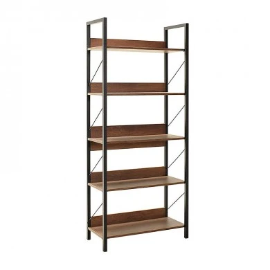 Connect Megapap metal - melamine bookcase in walnut color 73x35x172cm.