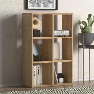 Cube Megapap melamine bookcase in oak color 73,5x34x109cm.