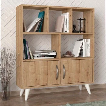 Donati Megapap melamine bookcase in sapphire oak color 90x22x105cm.