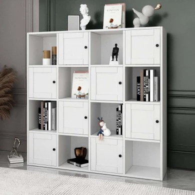 Felix Megapap melamine bookcase in white color 129x30x129cm.