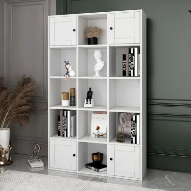 Felix Megapap melamine bookcase in white color 97,2x30x160,8cm.
